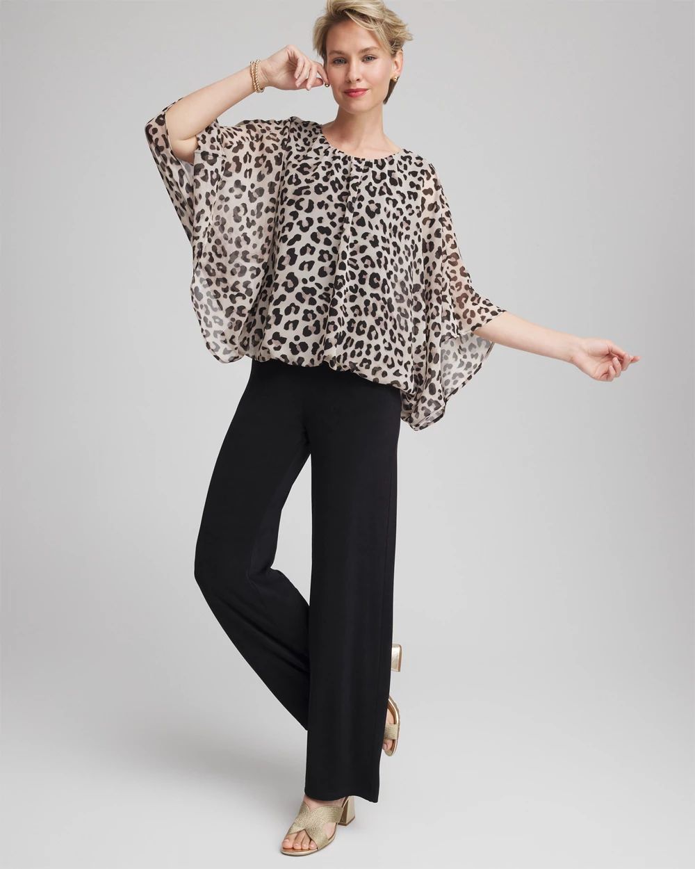 Travelers™ Animal-Print Bubble-Hem Chiffon Blouse | Chico's